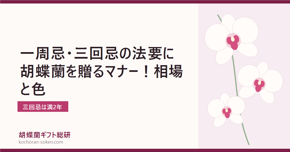 一周忌・三回忌の法要に贈る胡蝶蘭のマナーを解説するイメージ