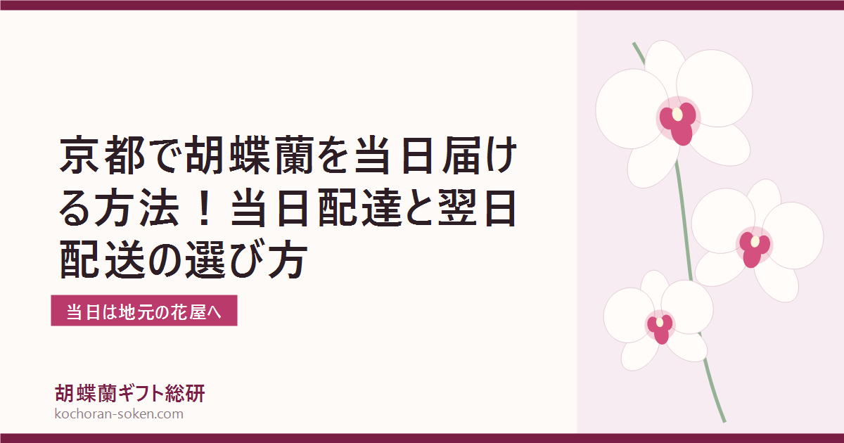 京都で胡蝶蘭を当日届ける方法を解説するイメージ